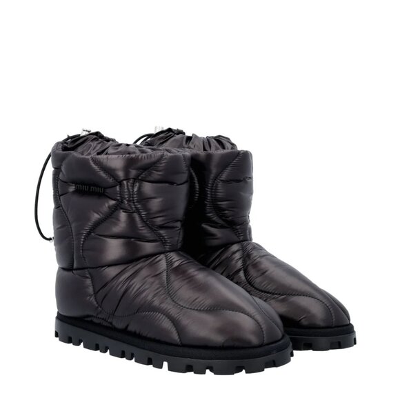 NWt Miu Miu Quilted Boots Black Nylon Padded Drawstring Sz 40 - Picture 1 of 12